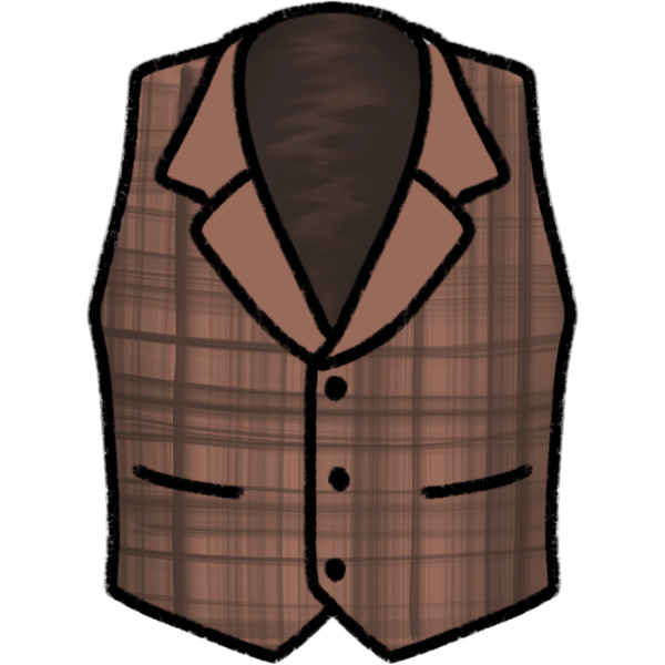 a brown plaid vest with a satin back.